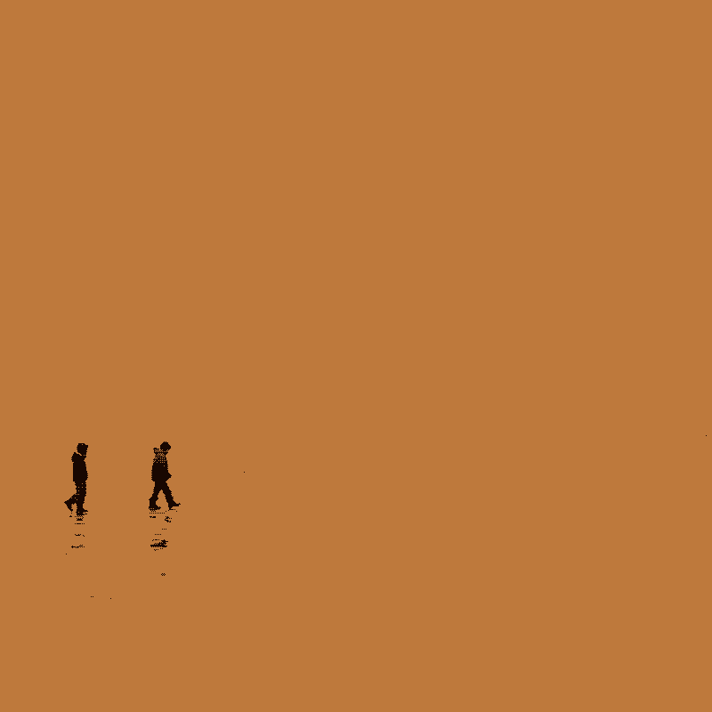 Two children walking through void